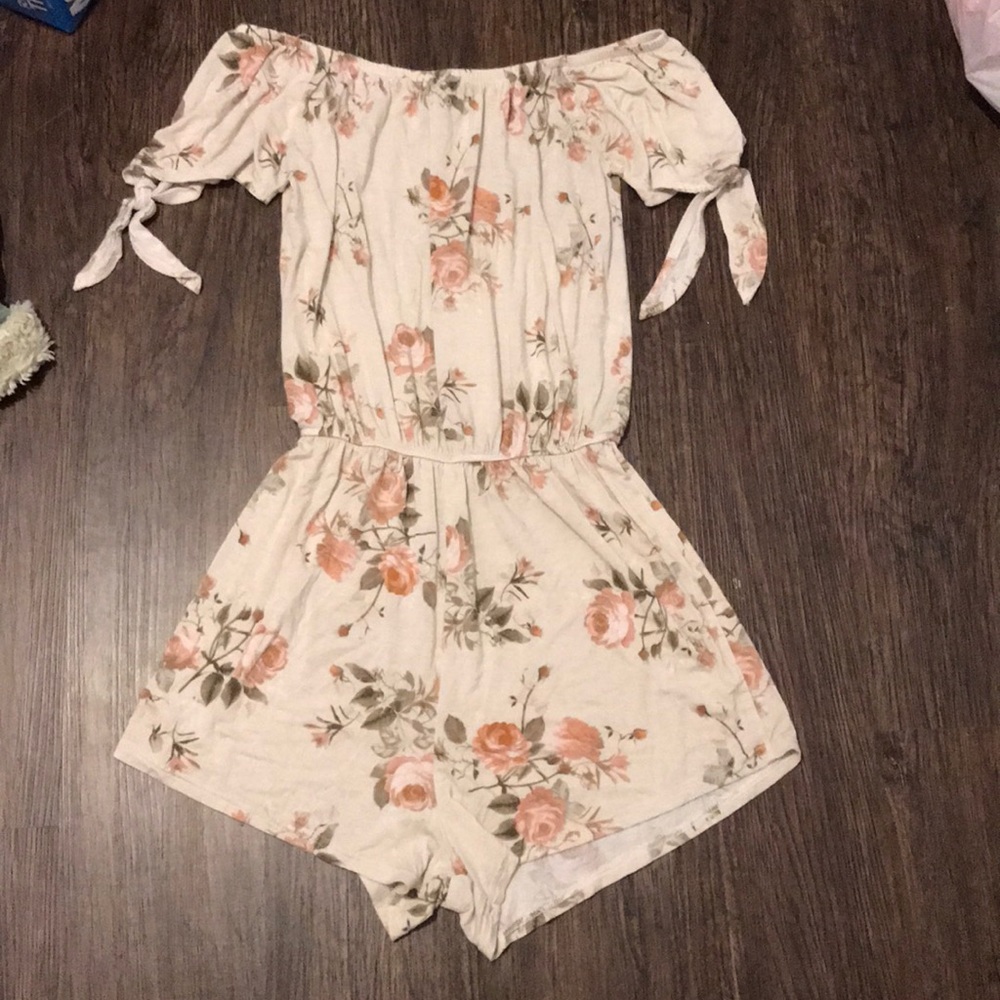 floral off the shoulder romper
